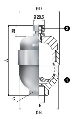 Демпфер пульсаций SAIP LP 0,05/400 (нерж. сталь)